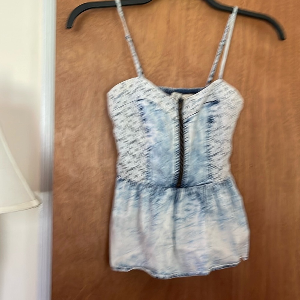 Women’s small (fits XS) denim 
spaghetti strap top Nordstrom boho festival